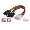 Adaptateur d'Alimentation Molex 4 broches vers 2x Sata