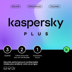 Kaspersky PLUS (Internet Security 2024) pour 3 postes 1an licence numérique en téléchargem