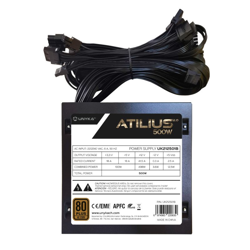 Alimentation PC 500W ATX UNIKAch Atilius 80 Plus Bronze