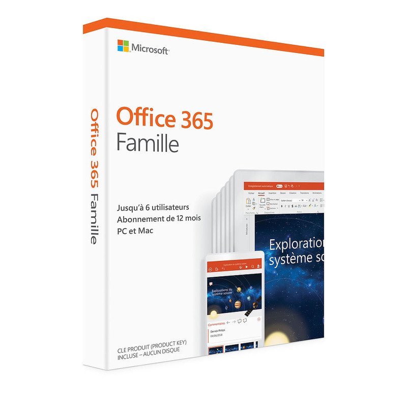 Microsoft Office 365 Famille pour 6 utilisateurs abonnement pour 1 an Version dématérialisée