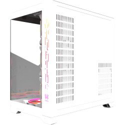 Boitier PC ATX, Micro-ATX, Mini-ITX M.Red Crystal Sea blanc moyen tour RGB avec double fenêtre sans alim