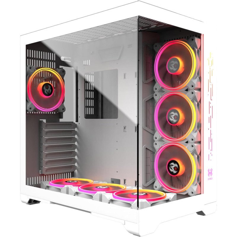 Boitier PC ATX, Micro-ATX, Mini-ITX M.Red Crystal Sea blanc moyen tour RGB avec double fenêtre sans alim Boitier PC ATX, Micro-ATX, Mini-ITX M.Red Crystal Sea blanc moyen tour RGB avec double fenêtre sans alim