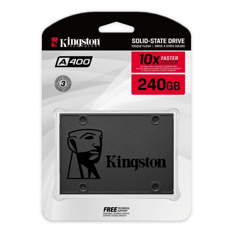 Disque dur SSD Kingston A400 240 Go 2.5 pouces (7mm) Serial ATA 3 Disque dur SSD Kingston A400 240 Go 2.5 pouces (7mm) Serial ATA 3