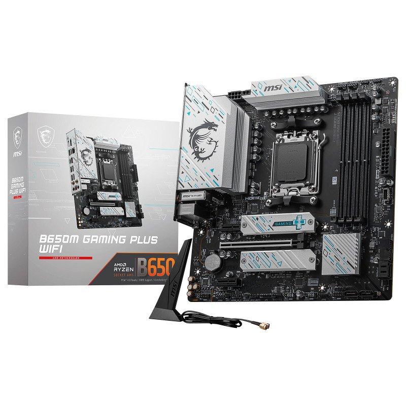 Carte mère MSI B650M GAMING PLUS WIFI Socket AM5 (AMD B650) mATX, PCI Express 4.0 Carte mère MSI B650M GAMING PLUS WIFI Socket AM5 (AMD B650) mATX, PCI Express 4.0