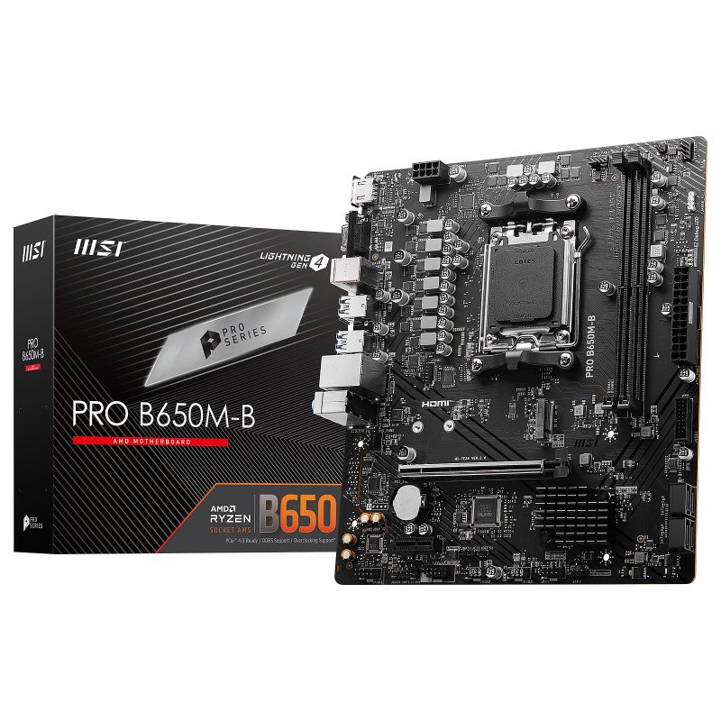 Carte mère MSI PRO B650M-B Socket AM5 (AMD B650) mATX, PCI Express 4.0