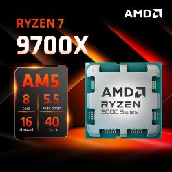 Processeur AMD 8 Cores/16 Threads Socket AM5 Ryzen 7 9700X 40 Mo (Boîte) sans radiateur