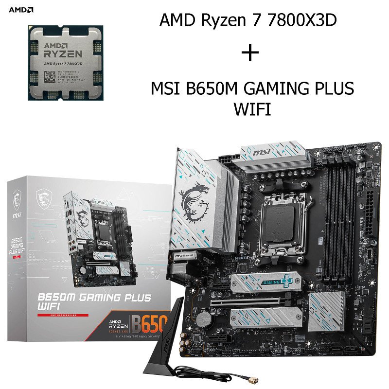 Bundle processeur AMD Ryzen 7 7800X3D + Carte mère MSI B650M GAMING PLUS WIFI