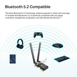Carte réseau PCI Express x1 Wi-Fi 6 AX1800 (AX1201 + AX574) + Bluetooth 5.2 TP-LINK Archer TX20E