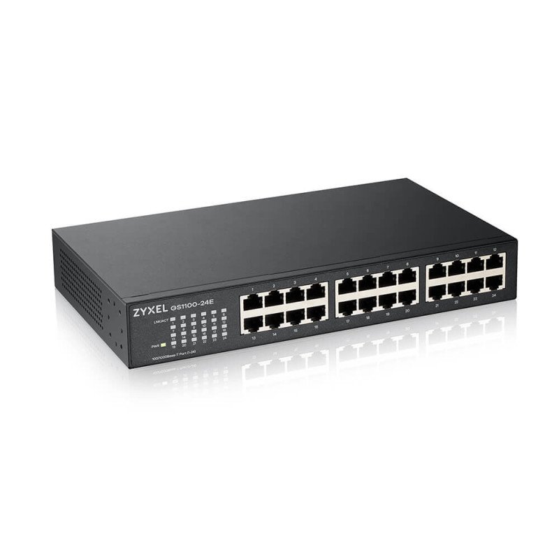 Switch réseau 24 ports RJ45 Gigabit 10/100/1000Mbps Zyxel GS1100-24E rackable Switch réseau 24 ports RJ45 Gigabit 10/100/1000Mbps Zyxel GS1100-24E rackable