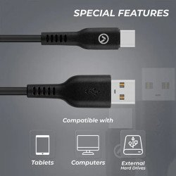 Câble mâle USB Type A / mâle USB Type-C 1.2m Noir