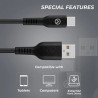 Câble mâle USB Type A / mâle USB Type-C 1.2m Noir