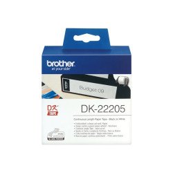 Ruban papier continu auto-adhésif Brother DK-22205 blanc (62 mm x 30,5 m)