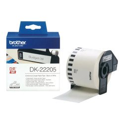 Ruban papier continu auto-adhésif Brother DK-22205 blanc (62 mm x 30,5 m)