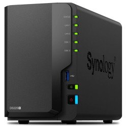 Serveur NAS hautes performances Synology DS225+ pour 2 disques durs ou SSD SATA