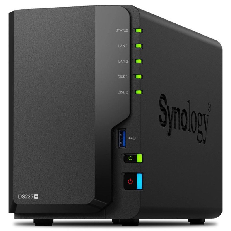 Serveur NAS hautes performances Synology DS225+ pour 2 disques durs ou SSD SATA