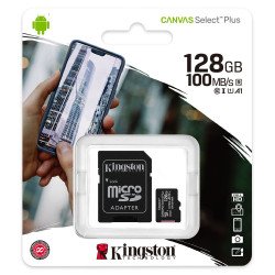 Carte mémoire flash MicroSDXC Kingston 128 Go Class 10 avec adaptateur SD