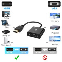 Convertisseur hdmi mâle vers vga femelle avec audio