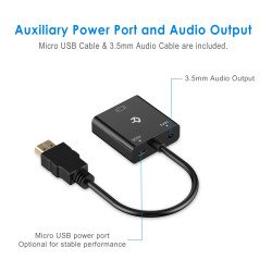 Convertisseur hdmi mâle vers vga femelle avec audio