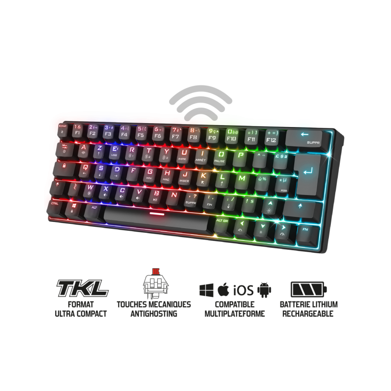 Clavier sans fil RGB AVANCE Spirit Of Gamer CLA-XK200BK rechargeable