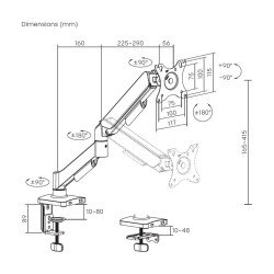 Support moniteur et écran de Table articulé Aisens DT32TSR-355