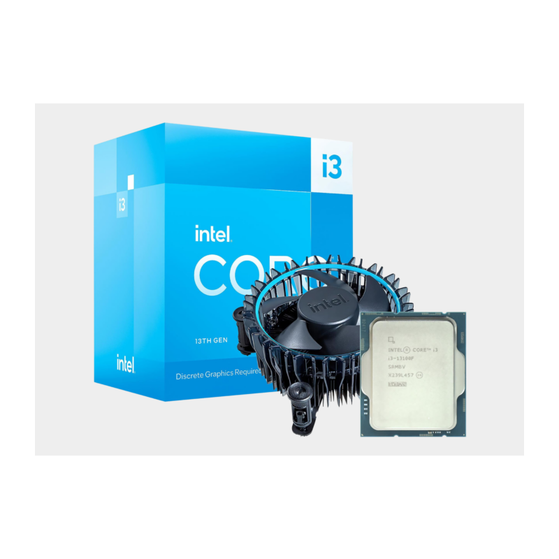 Processeur Intel Core i3 13100F 3.4 GHz / 4.5 GHz, 4 Cores/8 Threads, Socket 1700, 17 Mo (Box) avec ventirad, sans IGP