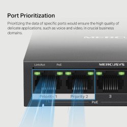 Switch réseau Gigabit 5 ports 10/100/1000 Mbps dont 4 PoE+ Mercusys MS105GP