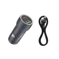Chargeur Voiture Métal PD 30W+QC 18W +Câble USB-C