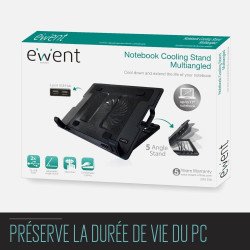Support ventilé ergonomique pour ordinateur portable jusqu'à 17 pouces