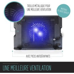 Support ventilé ergonomique pour ordinateur portable jusqu'à 17 pouces