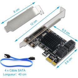 Carte PCI Express x1 avec 4 Ports SATA 3 à 6 Gb/s