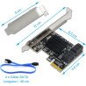 Carte PCI Express x1 avec 4 Ports SATA 3 à 6 Gb/s