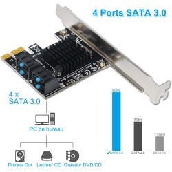 Carte PCI Express x1 avec 4 Ports SATA 3 à 6 Gb/s