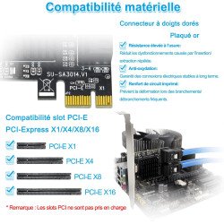 Carte PCI Express x1 avec 4 Ports SATA 3 à 6 Gb/s