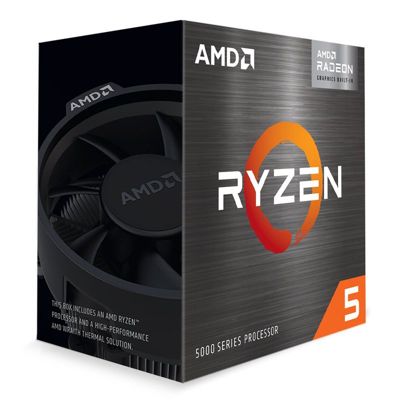 Processeur AMD 6 Cores/12 Threads Socket AM4 Ryzen 5 5600G 35 Mo (Boîte) avec radiateur (pad thermique inclu), PCIe 4.0