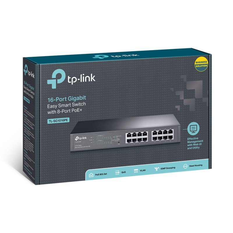 Switch réseau Gigabit 16 ports dont 8 PoE+ 10/100/1000 Mbps TP-LINK TL-SG1016PE