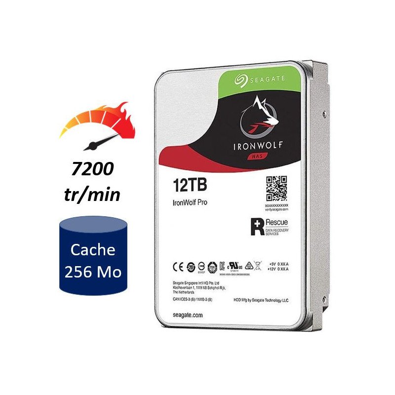 Disque dur Seagate IronWolf 12 To SATA3 (SATA 6Gb/s) 256 Mo 7200 trs/mn